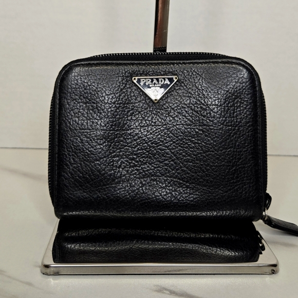 Prada Black Leather Bifold Compact Wallet - Picture 1 of 10